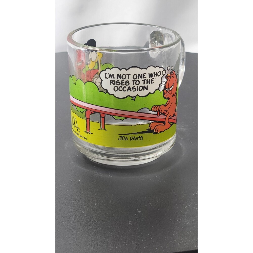 Vintage 1978 Garfield McDonalds Clear Glass Coffee Mug Cup Jim Davis